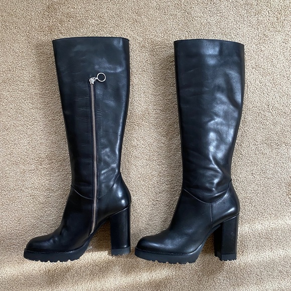 Roberto Festa High Black Leather Boots size 9 - Picture 1 of 8